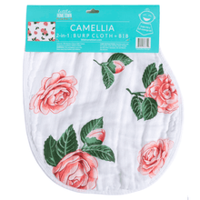 Load image into Gallery viewer, Baby Burp Cloth &amp; Bib Combo: Camellia - Little Hometown
