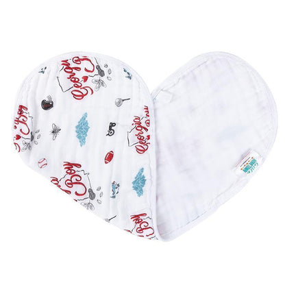 Baby bib and burp cloth set with "Georgia Boy" text, featuring a blue gingham pattern and peach illustrations.