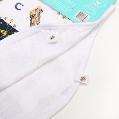 Baby bib and burp cloth set featuring Indiana state outline and "Little Hometown" text, in soft pastel colors.