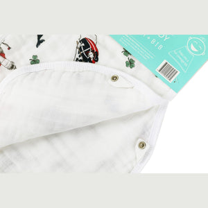 Massachusetts-themed baby bib and burp cloth set featuring state icons and landmarks in soft pastel colors.