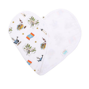 Baby bib and burp cloth set featuring a colorful map of Mississippi with landmarks and playful illustrations.