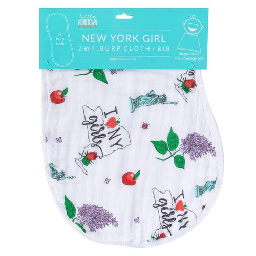 Baby Burp Cloth & Bib Combo: New York Girl - Little Hometown