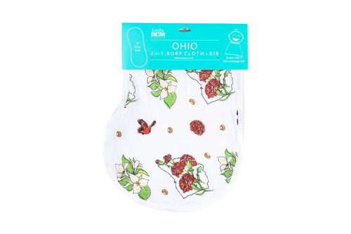 Baby Burp Cloth & Bib Combo Ohio Baby (Floral) - Little Hometown