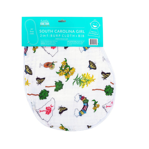 Baby Burp Cloth & Bib Combo: South Carolina Girl - Little Hometown