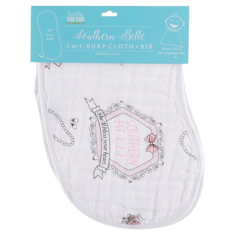 Baby bib and burp cloth set with 