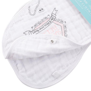 Baby bib and burp cloth set with "Southern Belle" text, featuring pink floral patterns on a white background.