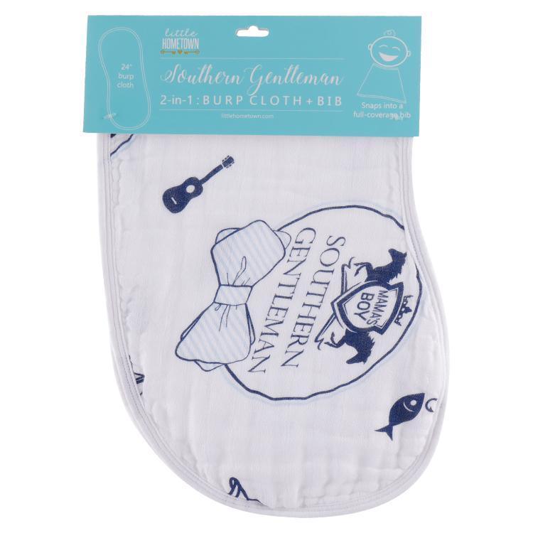 Baby Burp Cloth & Bib Combo: Southern Gentleman - Little Hometown