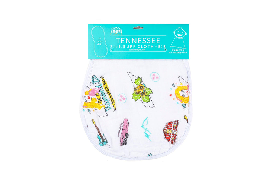 Baby Burp Cloth & Bib Combo: Tennessee Baby (Floral) - Little Hometown