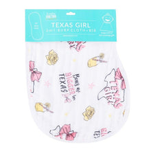 Load image into Gallery viewer, Baby Burp Cloth &amp; Bib Combo: Texas Girl - Little Hometown
