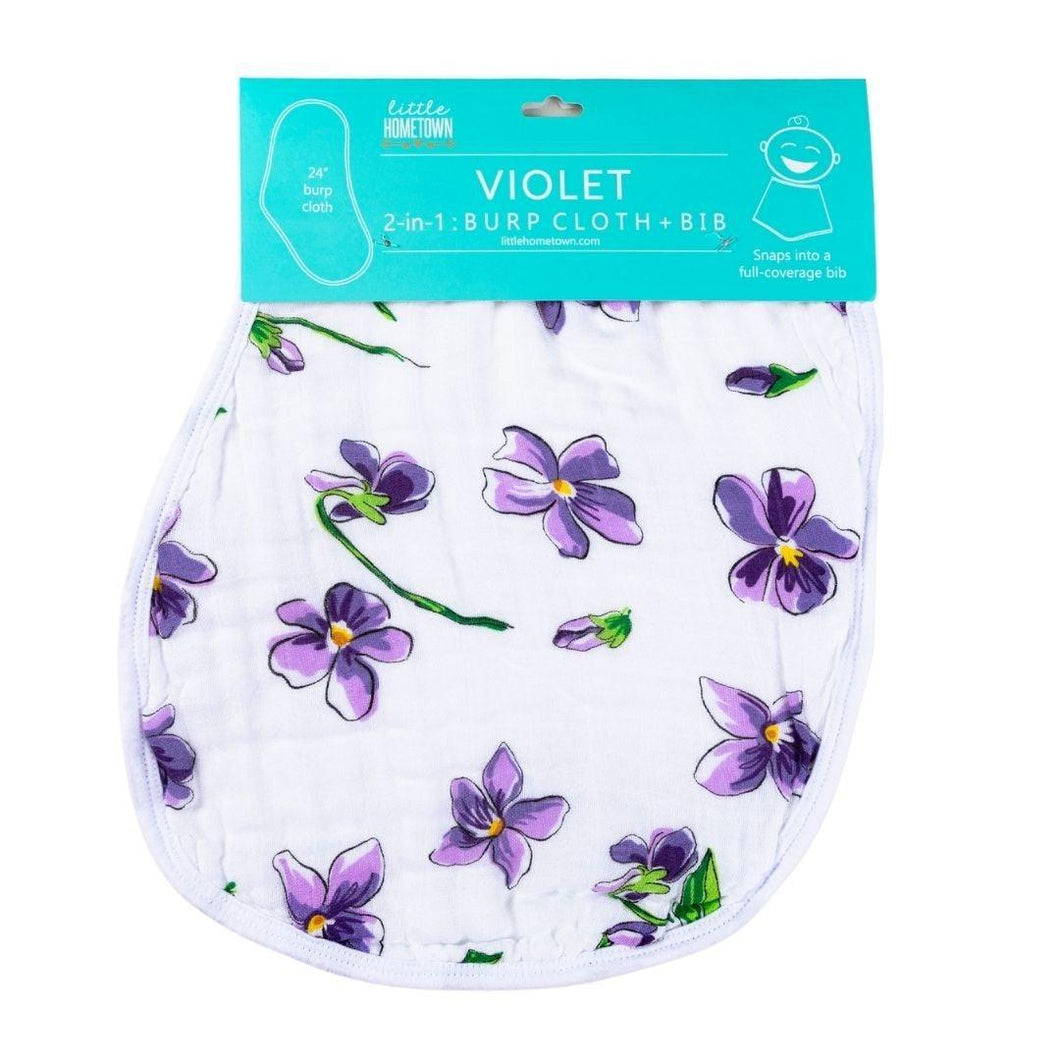 Baby Burp Cloth & Bib Combo: Violet - Little Hometown