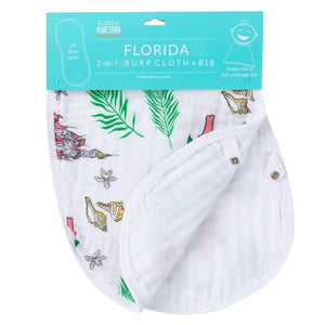 Baby Burp Cloth and Wraparound Bib (Florida Floral) - Little Hometown