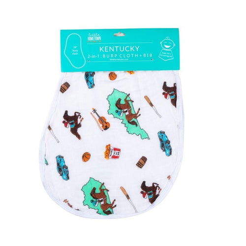 Baby burp cloth and wraparound bib set with 