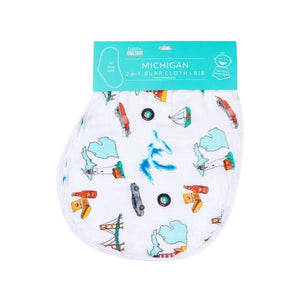 Baby Burp Cloth and Wraparound Bib (Michigan Baby) - Little Hometown