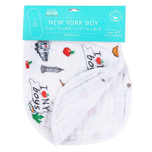 Baby Burp Cloth and Wraparound Bib: New York Boy - Little Hometown