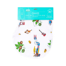 Load image into Gallery viewer, Baby Burp Cloth and Wraparound Bib Ohio Baby - Little Hometown
