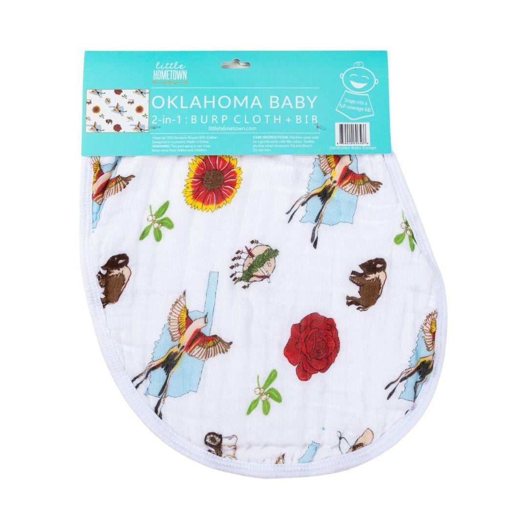 Baby Burp Cloth and Wraparound Bib: Oklahoma Baby - Little Hometown