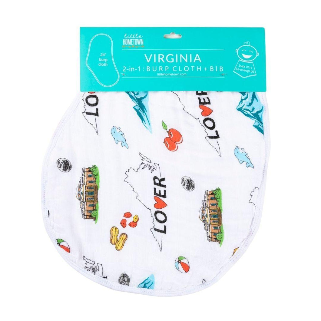 Baby Burp Cloth and Wraparound Bib (Virginia Baby) - Little Hometown