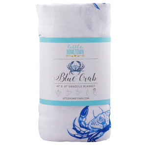 Blue Crab Baby Muslin Swaddle Blanket - Little Hometown