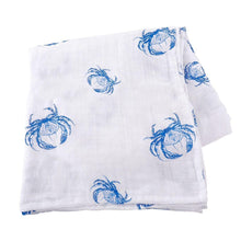 Load image into Gallery viewer, Blue Crab Baby Muslin Swaddle Blanket - Little Hometown
