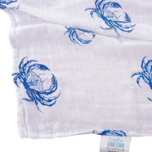 Blue Crab Baby Muslin Swaddle Blanket - Little Hometown