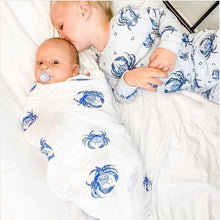 Load image into Gallery viewer, Blue Crab Baby Muslin Swaddle Blanket - Little Hometown
