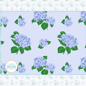 Blue hydrangea plush throw blanket with vibrant floral pattern, 60x80 inches, by Little Hometown.