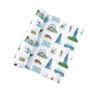 Chicago Baby Muslin Swaddle Blanket - Little Hometown