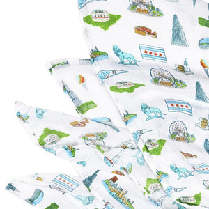 Chicago Baby Muslin Swaddle Blanket - Little Hometown