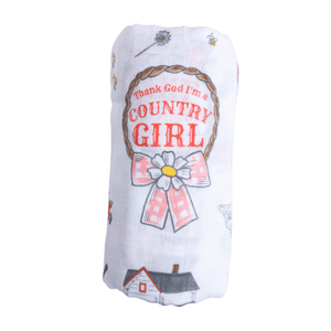 Country Girl Baby Giftset: Baby Swaddle Blanket and Burp/Bib Combo - Little Hometown