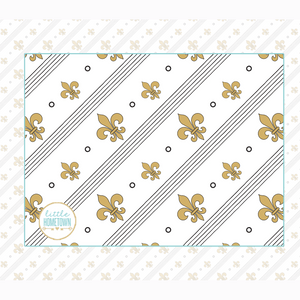 Soft plush throw blanket with a white fleur-de-lis pattern on a white background, 60x80 inches.