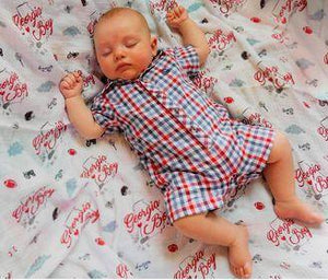 Georgia Boy Baby Muslin Swaddle Blanket - Little Hometown