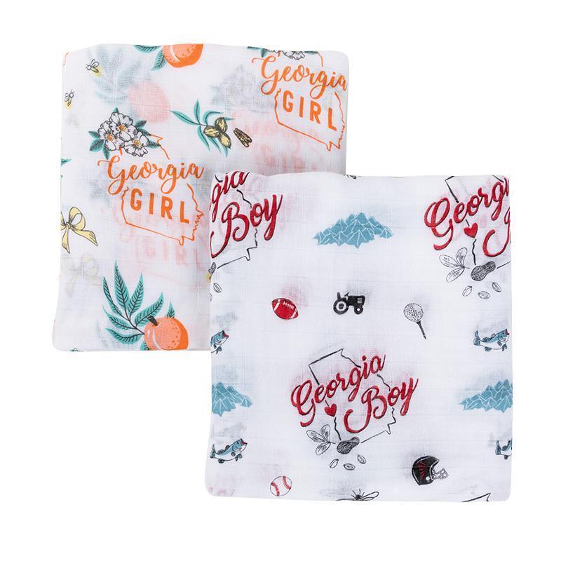 Little Hometown Georgia Boy Baby Muslin Swaddle Blanket