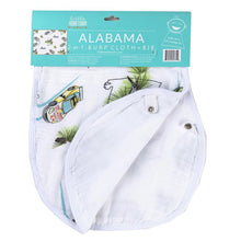 Load image into Gallery viewer, Gift Set: Alabama Baby Muslin Swaddle Blanket and Burp Cloth/Bib Combo - Little Hometown
