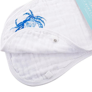 Gift Set: Blue Crab Baby Muslin Swaddle Blanket and Burp Cloth/Bib Combo - Little Hometown