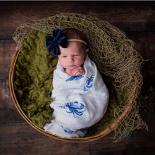 Load image into Gallery viewer, Gift Set: Blue Crab Baby Muslin Swaddle Blanket and Burp Cloth/Bib Combo - Little Hometown
