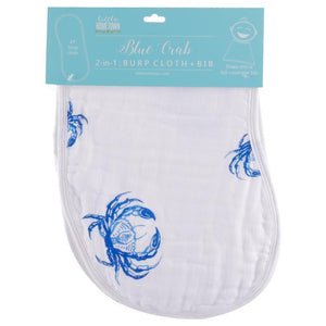 Gift Set: Blue Crab Baby Muslin Swaddle Blanket and Burp Cloth/Bib Combo - Little Hometown