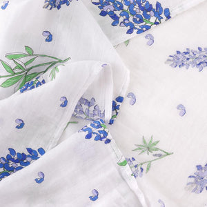 Gift Set: Bluebonnets Baby Muslin Swaddle Blanket and Burp Cloth/Bib Combo - Little Hometown