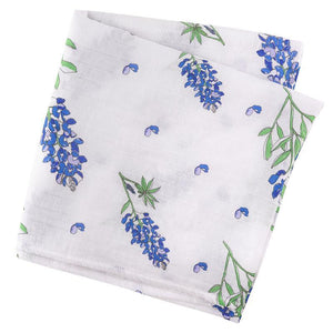 Gift Set: Bluebonnets Baby Muslin Swaddle Blanket and Burp Cloth/Bib Combo - Little Hometown