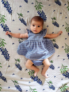 Gift Set: Bluebonnets Baby Muslin Swaddle Blanket and Burp Cloth/Bib Combo - Little Hometown
