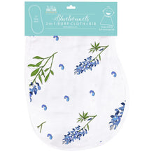 Load image into Gallery viewer, Gift Set: Bluebonnets Baby Muslin Swaddle Blanket and Burp Cloth/Bib Combo - Little Hometown
