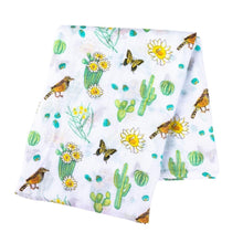 Load image into Gallery viewer, Gift Set: Cactus Blossom Baby Muslin Swaddle Blanket and Burp/Bib Combo - Little Hometown
