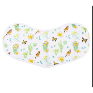 Gift Set: Cactus Blossom Baby Muslin Swaddle Blanket and Burp/Bib Combo - Little Hometown