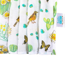 Load image into Gallery viewer, Gift Set: Cactus Blossom Baby Muslin Swaddle Blanket and Burp/Bib Combo - Little Hometown
