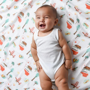 Gift Set: California Baby Muslin Swaddle Blanket and Burp Cloth/Bib Combo - Little Hometown