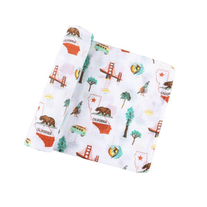 Gift Set: California Baby Muslin Swaddle Blanket and Burp Cloth/Bib Combo - Little Hometown