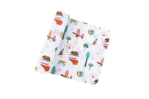 Gift Set: California Baby Muslin Swaddle Blanket and Burp Cloth/Bib Combo - Little Hometown