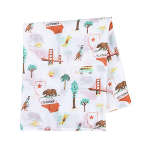 Gift Set: California Baby Muslin Swaddle Blanket and Burp Cloth/Bib Combo - Little Hometown