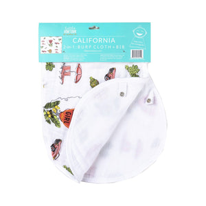 Gift Set: California Girl Muslin Swaddle Blanket and Burp Cloth/Bib Combo - Little Hometown