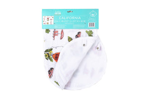 Gift Set: California Girl Muslin Swaddle Blanket and Burp Cloth/Bib Combo - Little Hometown