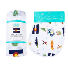Load image into Gallery viewer, Gift Set: Colorado Baby Muslin Swaddle Blanket and Burp Cloth/Bib Combo - Little Hometown
